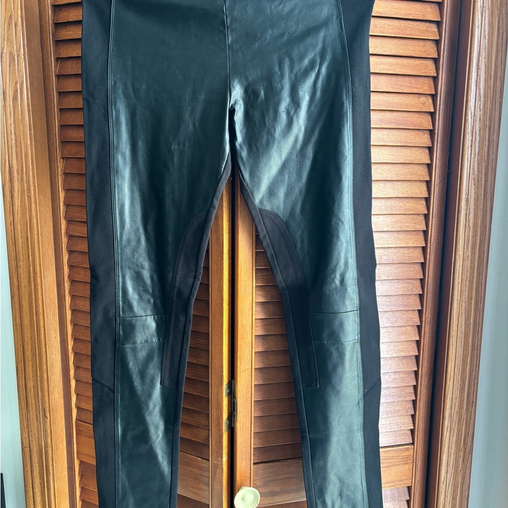 Black Leggings Faux Leather Front